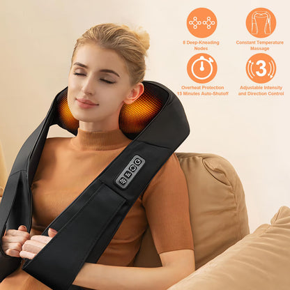 ifgoooo Neck Massager,Gifts for Women Men Mom Dad - Shiatsu Back and Neck Massager,Shoulder Massager Deep Tissue with Heat,Electric 4D Massage Pillow(NOT Cordless)