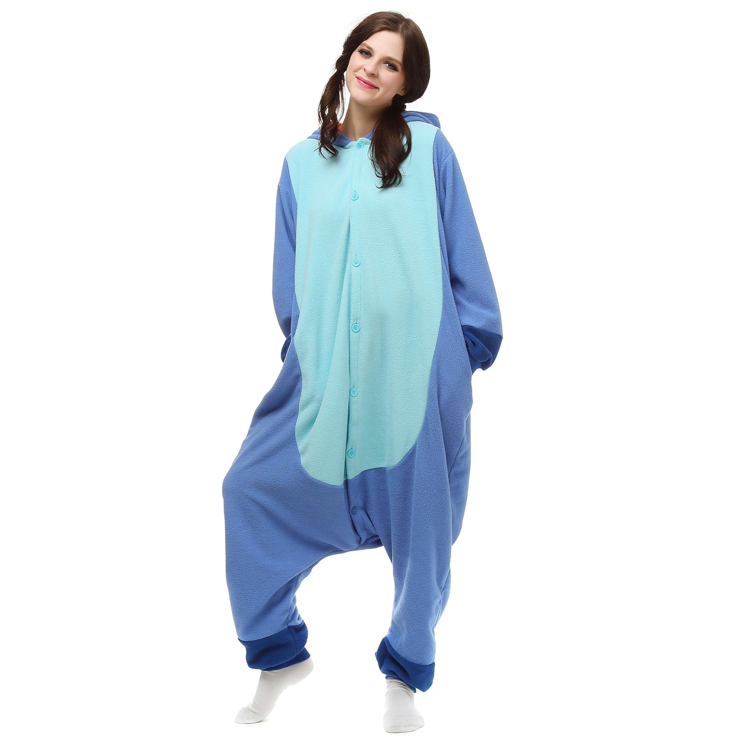 Wishliker Adult Onesie Animal Pajamas Halloween Cosplay Costumes Party Wear Blue XL
