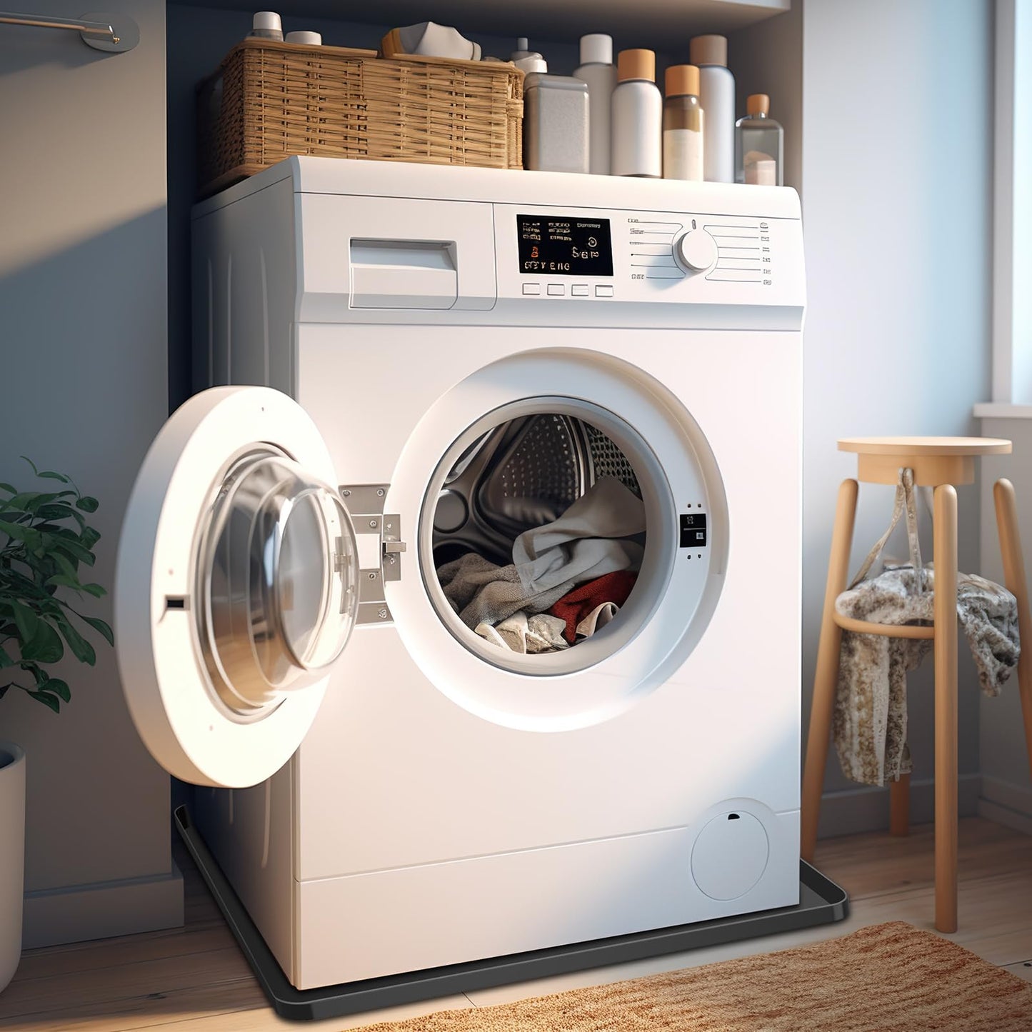 Ieesspd Mini Fridge Silicone Mat,24''x24''x0.5'', Under Refrigerator Mat Mini Fridge Drip Pan Prevents Appliance Leakage Water Spills, Protects the Floor From Damage and Cleanliness(Black)