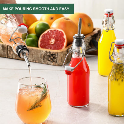 8-Pack 8.5oz Flip Top Glass Bottles, Swing Top Beer Brewing Bottle for Fermentation, Kombucha, Kefir, Vanilla Extract, Coquito, Juice, Soda, Tea - Airtight Stopper Cap Lid, Bonus 2 Bottle Pourers