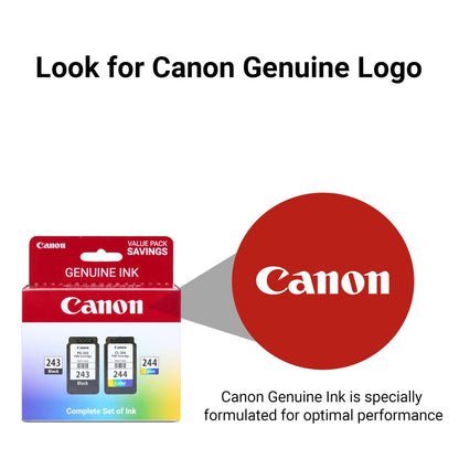 Canon PG-243 / CL-244 Genuine Ink Value Pack (2 Cartridges), Compatible with iP2820, MX492, MG2420/2520/2920/2922/2924/3020/2522/2525, TS3120/302/302a/202/4520/3320