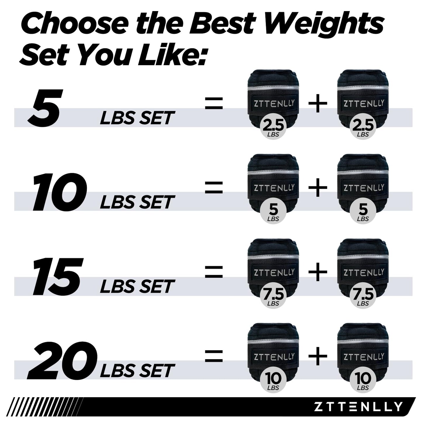 Adjustable Ankle Weights 1-5/10/15/20LBS Pair with Carry Bag - Breathable Fabrics, Reflective Trim - Strength Training Leg Wrist Arm Ankle Walking Weights Sets for Women Men Kids