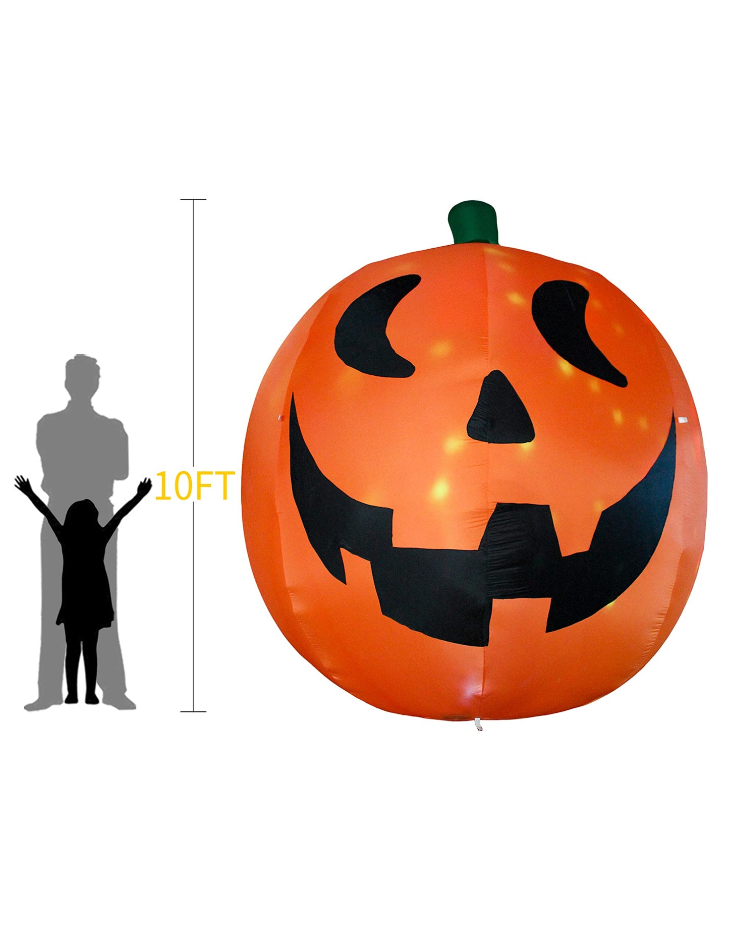 AJY 10 Feet Halloween Inflatable Giant Pumpkin with Build-in LEDs Blow Up Inflatables for Halloween Party Indoor Outdoor Blow Up Decoration Yard Garden Lawn Decorations