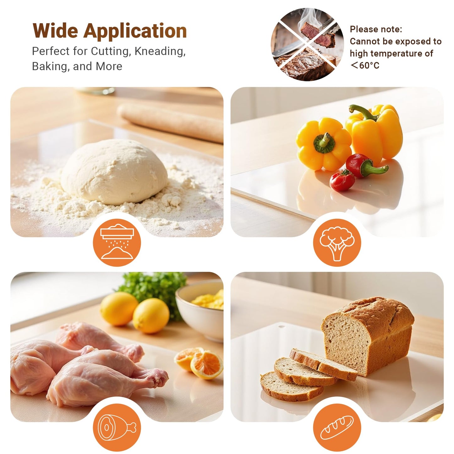 Acrylic Cutting Board with Counter Lip, 17.5x13.5 Inch Clear Cutting Boards for Kitchen Counter, Large Cutting Board Non Slip for Countertop Protector, Apartment Essentials Kitchen Decor Gifts