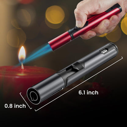 5 Pack Butane Torch Lighter, Urgrette 6-inch Refillable Pen Lighter Pencil Torch Lighter Adjustable Jet Flame Butane Lighter for Grill BBQ Candle Camping (Gas Not Included)