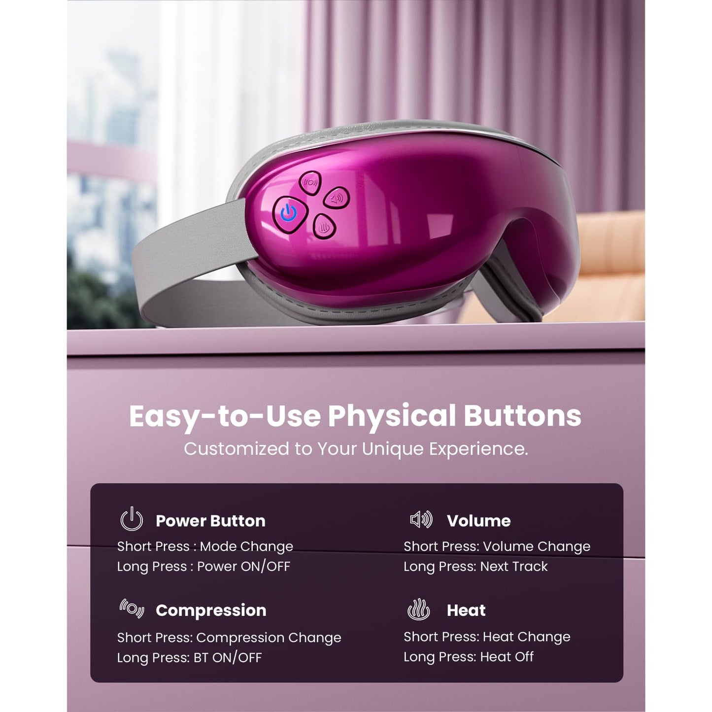 BOB AND BRAD Eye Massager with Heat and Cooling, Birthday Gifts for Women Men Her Him, EyeOasis 3 Eye Mask for Migraines FSA HSA Eligible, Heated Face Massager for Dry Eyes Strain Relief Improve Sleep