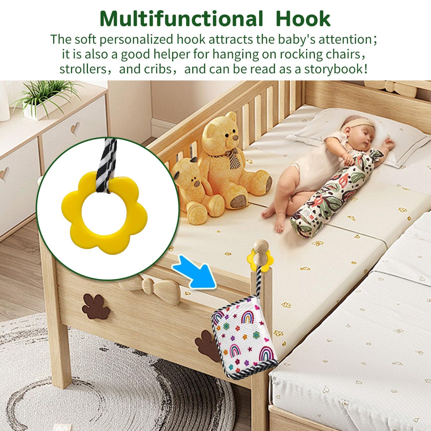 BOHEMIABY Baby Photo Album, My First Family Photo Album for Baby Holds 17 4 x 6" Pictures, Rainbow Toddler Photo Album with Safety Mirror, Soft Baby Books