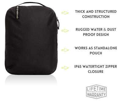 Adventure Travel Packing Cubes, IP65 Water&Dust Proof Organizer Wet Bags (3Piece/Waterproof, Jet Black)