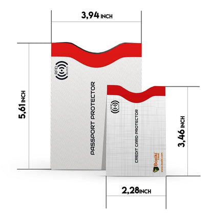 Boxiki Travel Set of 15 RFID, Set with Color Coding | Identity Theft Prevention RFID Blocking Envelopes and Passport Covers (White Collection)