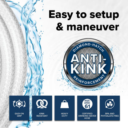 Camco TastePURE 25-Ft - RV Drinking Water Hose - Contains No Lead, No BPA & No Phthalate - Features Reinforced Design & Crafted of PVC - 1/2” Inside Diameter, Made in the USA (22733)