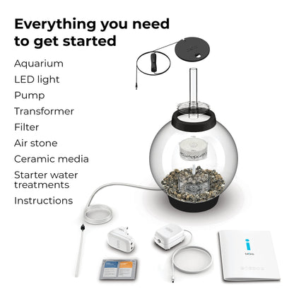 biOrb Classic 15 Acrylic 4-Gallon Aquarium with White LED Lights Modern Compact Tank for Tabletop or Desktop Display, Black-Trimmed Tank