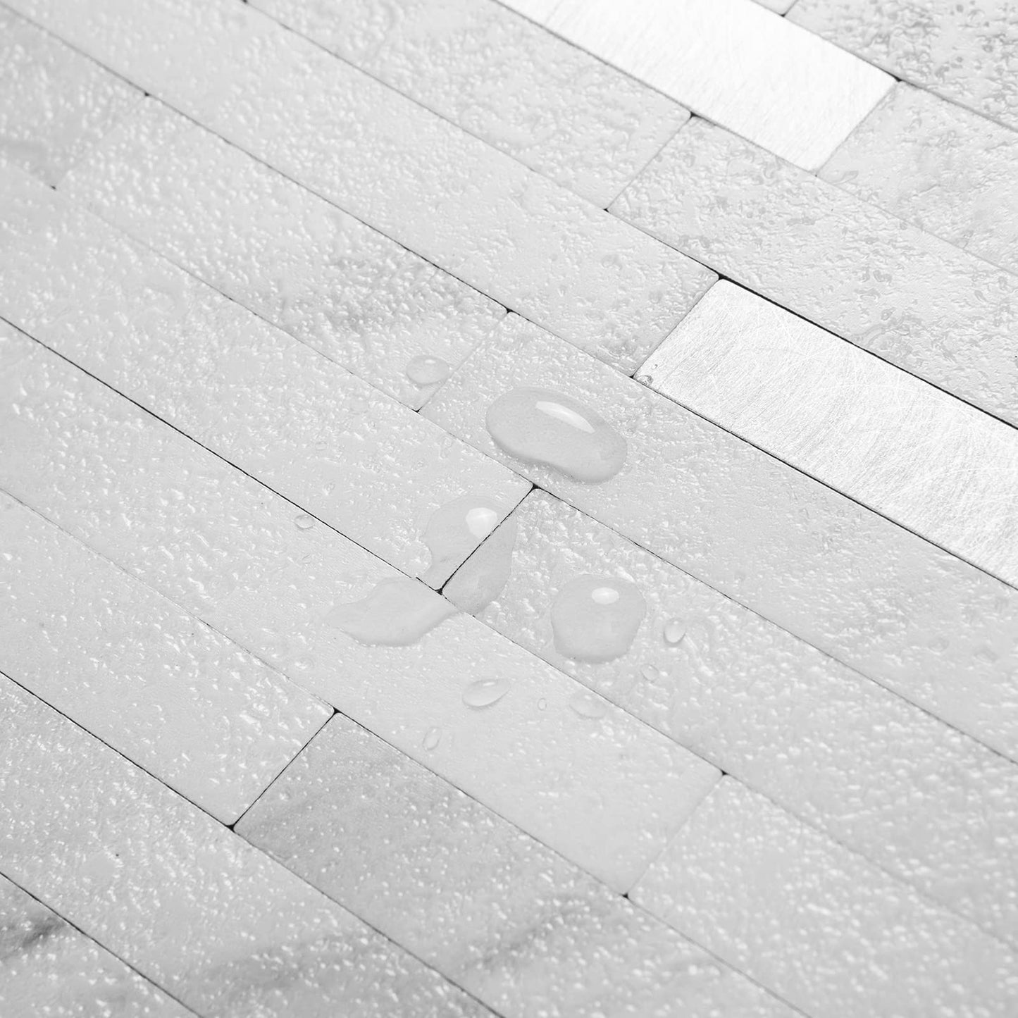 AULIGET 20 Sheets Faux Stone Peel and Stick Backsplash, White Marble Look PVC Wall Tiles Stick on Backsplash for Kitchen