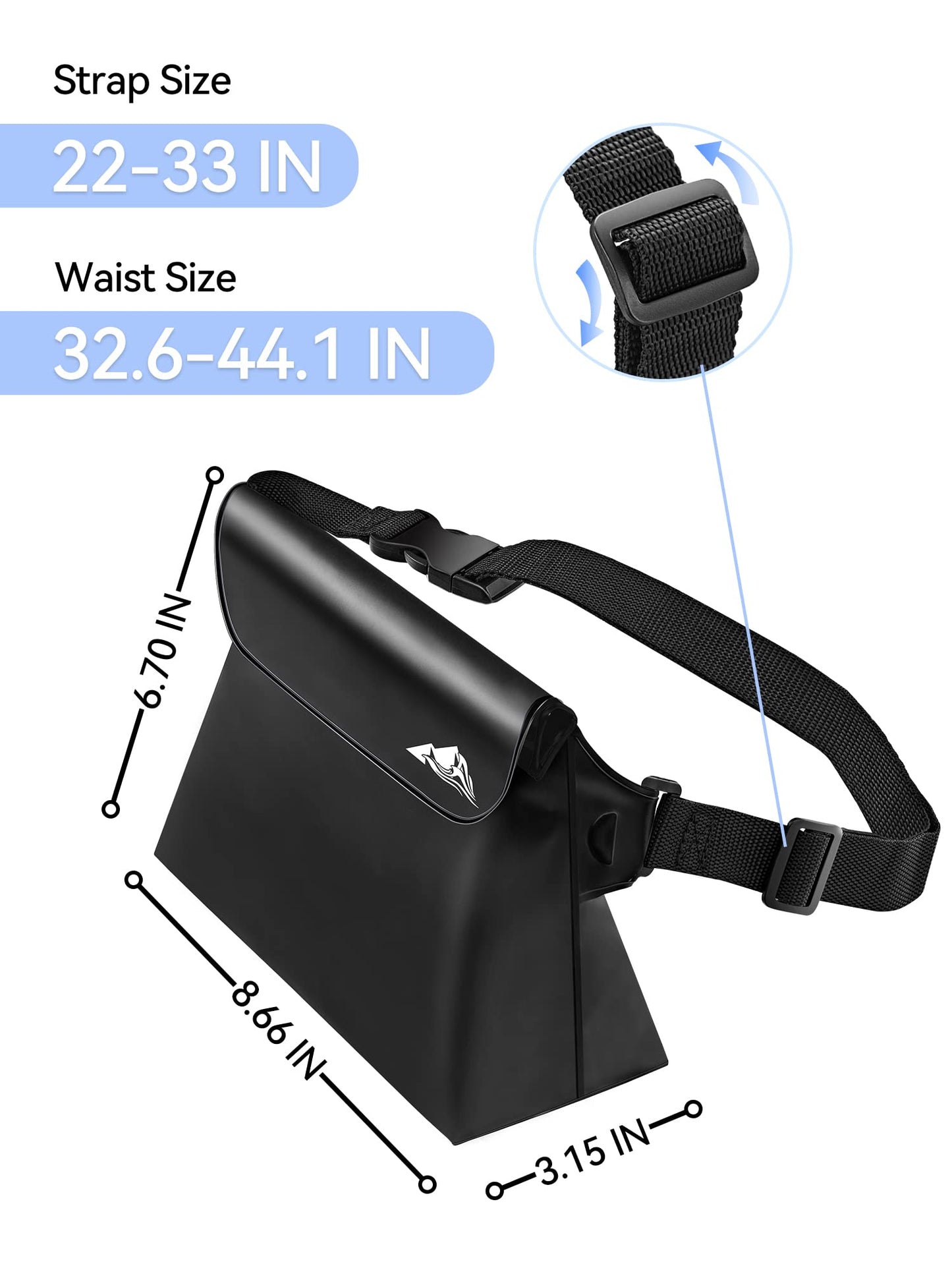 HEETA 2-Pack Waterproof Pouch with Waist Strap, Screen Touchable Dry Bag with Adjustable Belt for Phone Valuables for Kayaking Swimming Snorkeling Boating Fishing Surfing Beach (Black & Grey)