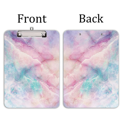 Hongri Plastic Cute Clipboard, Letter Size for Students, Teacher, Woman and Kids, Low Profile Clip, Decorative Pattern, Size 9 x 12.5 in, Dream Marble