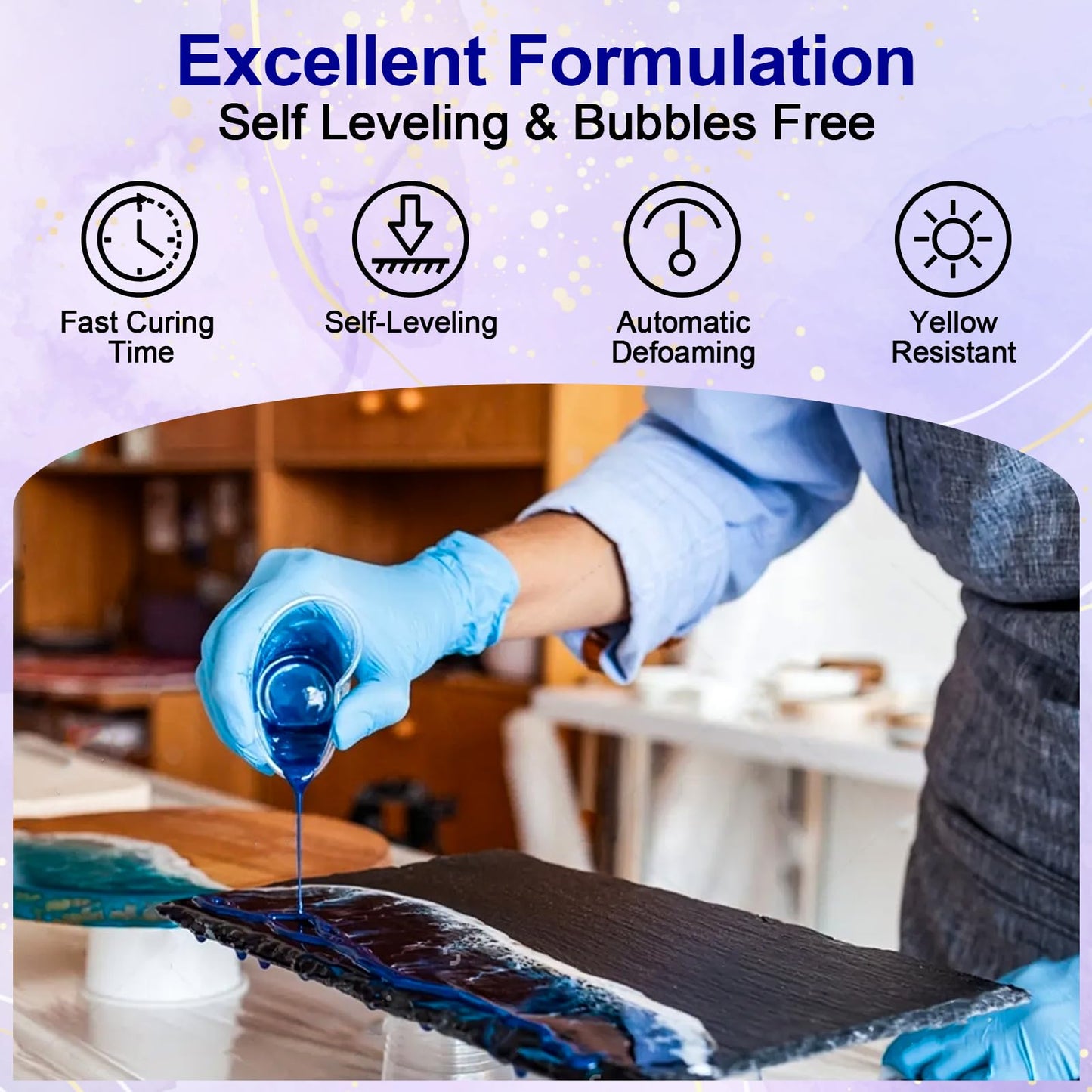 JANCHUN Crystal Clear Epoxy Resin Kit 16oz, Bubble-Free, Anti-Yellowing, Self Leveling Easy Mix 1:1 Coating and Casting Resin for Table Top, Molds, Tumbler Crafts, Painting, Jewelry, DIY Gifts