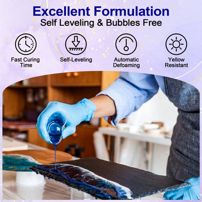 JANCHUN Crystal Clear Epoxy Resin Kit 16oz, Bubble-Free, Anti-Yellowing, Self Leveling Easy Mix 1:1 Coating and Casting Resin for Table Top, Molds, Tumbler Crafts, Painting, Jewelry, DIY Gifts