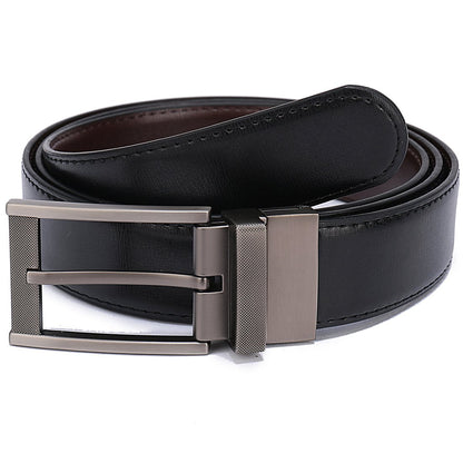 Belts for Men Reversible Leather 1.25" Waist Strap Fashion Dress Buckle Beltox(34-36,Sub-brushed Buckle Black/Brown)