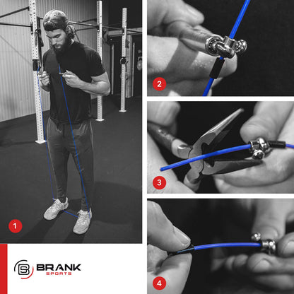 BRANK SPORTS® Speed rope set incl. 3 steel spare cables | Ideal for Crossfit, fitness, boxing and easy double under | Jump ropes for fitness women and men premium bearing balls | Unbreakable handles