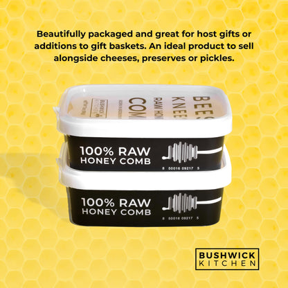 Bees Knees Raw Honeycomb, 100% Edible, All-Natural Gourmet Honeycomb in Double Sealed Packaging, Acacia Honey Comb with Sweet, Light Flavor, Foodie Gifts, Tea Gifts, Unique Gift Ideas (7 oz)