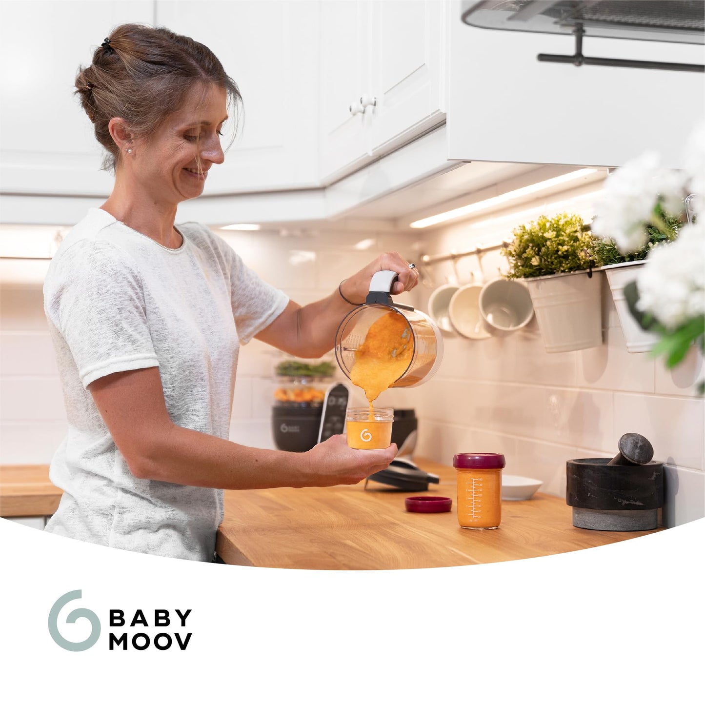 Babymoov Baby Glass Food Jars, Set of 4 (8oz Each) BPA-Free Storage Containers, Leakproof Lids, Microwave, Freezer & Dishwasher Safe, Baby Registry Essential