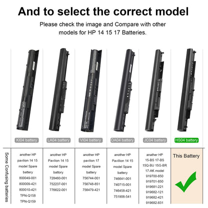807956-001 Laptop Battery for HP Spare 807957-001 807612-421 807611-421 807611-131 HS04 HS03 HSTNN-LB6U 15-AY039WM 15-AY041WM 15-AY009DX 15-AY052NR TPN-I119 TPN-I120 TPN-I124 240 245 246 250 256 G4/G5