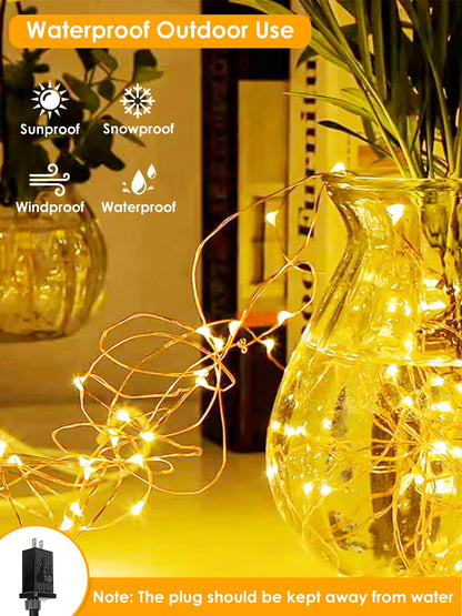 66Ft 200 LED Fairy Lights Plug in, Waterproof String Lights Outdoor & Indoor 8 Modes Christmas Light Bedroom Decor, Timer Twinkle Lights for Girl's Room Garden Party Christmas Decorations (Warm White)