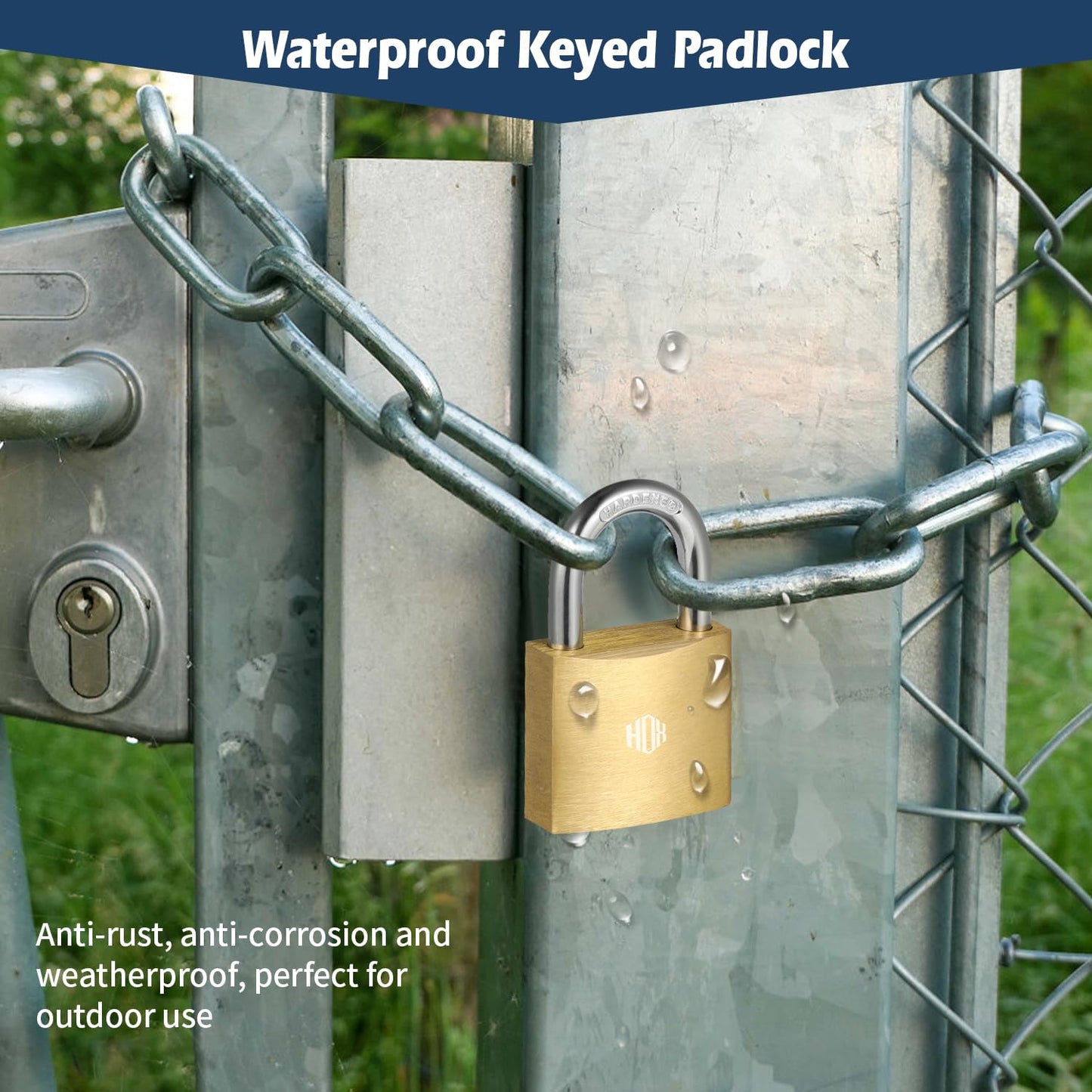 HOX 6-Pack Keyed Padlock, Waterproof and Rustproof, Solid Brass Lock with 1-1/4" Wide Body, Padlock with Keys for Storage Unit, Sheds, Garages and Fence