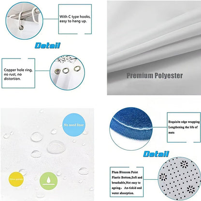 AZHM Halloween Shower Curtain Sets Haunted House Pumpkin Shower Curtains with 12 Hooks, Bathroom Decor Sets with Curtain and Rugs