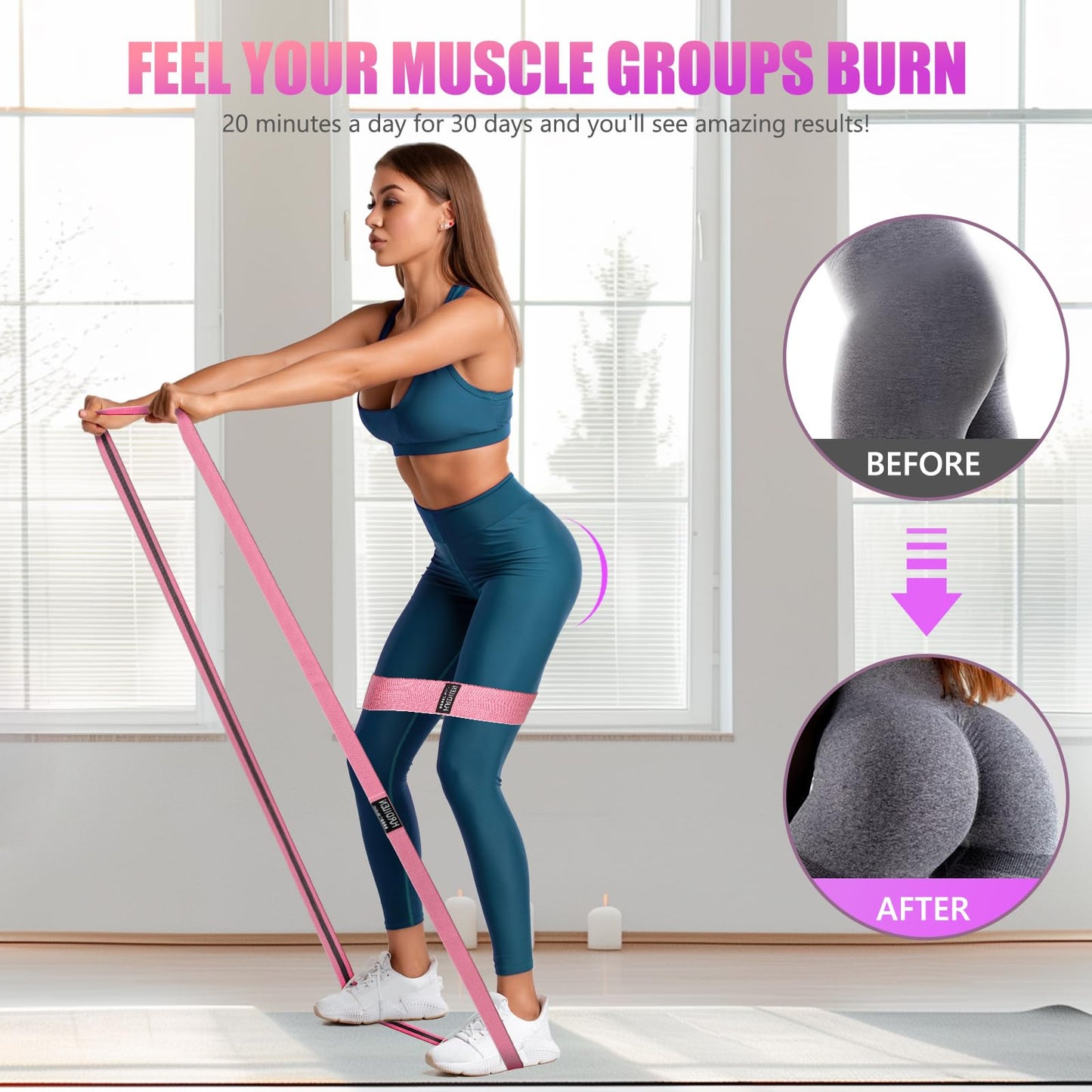 Hurdilen Resistance Bands for Working Out Set, 3 Pcs Pull Up Bands and 3 Pcs Assistance Bands with Door Anchor for Legs, Glutes, Hip, Fabric Loop Bands Workout Bands Resistance for Gym, Home, Office
