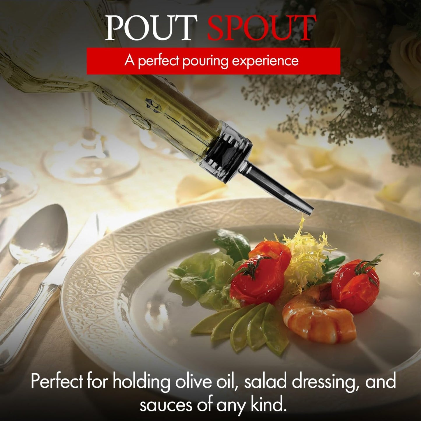 BULK PARADISE Large Clear Decorative Glass Bottle with Spout and Cork, 32oz, 1 Bottle - Design: VINO (3in X 11.9in)