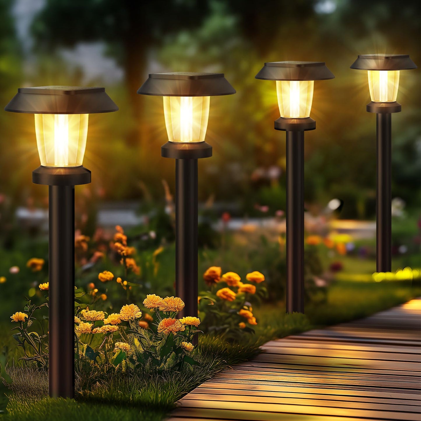 ALEPOD Solar Pathway Lights Outdoor - 8 Pack Solar Powered Garden Lights Waterproof, Decor Landscape Lighting with Three Lighting Modes for Yard, Lawn, Walkway, Driveway, Warm White