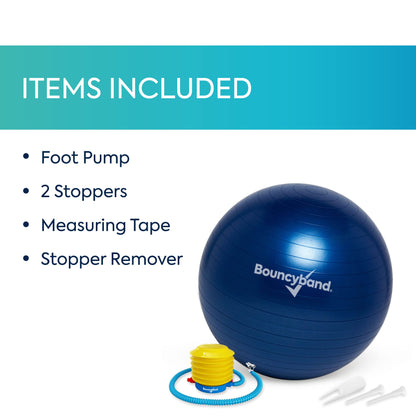 Bouncyband Large Balance Ball, Dark Blue – Create Flexible Seating to Improve Focus in The School, Office, or Home with This No-Roll Weighted Ball – 25.5” (65cm) for People Over 5’6 Tall