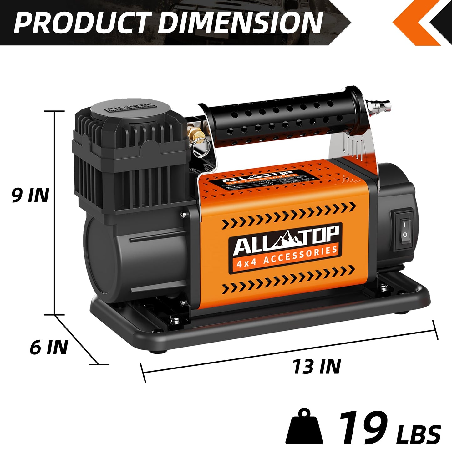 ALL-TOP Air Compressor Kit, 12V Portable Inflator 7.06CFM, Offroad Air Compressor for Truck ,Air Pump for Car Heavy Duty, Max 150PSI for SUV 4x4 Vehicle RV Tire