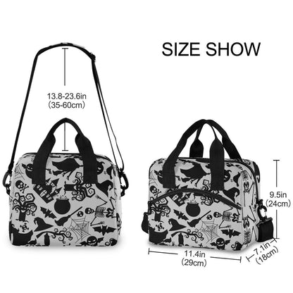 Witch Spider Halloween Lunch Bag for Women Men Insulated Lunch Box Tote Bag with Detachable Shoulder Strap & Carry Handle,Reusable Cooler Bag for Work School Picnic