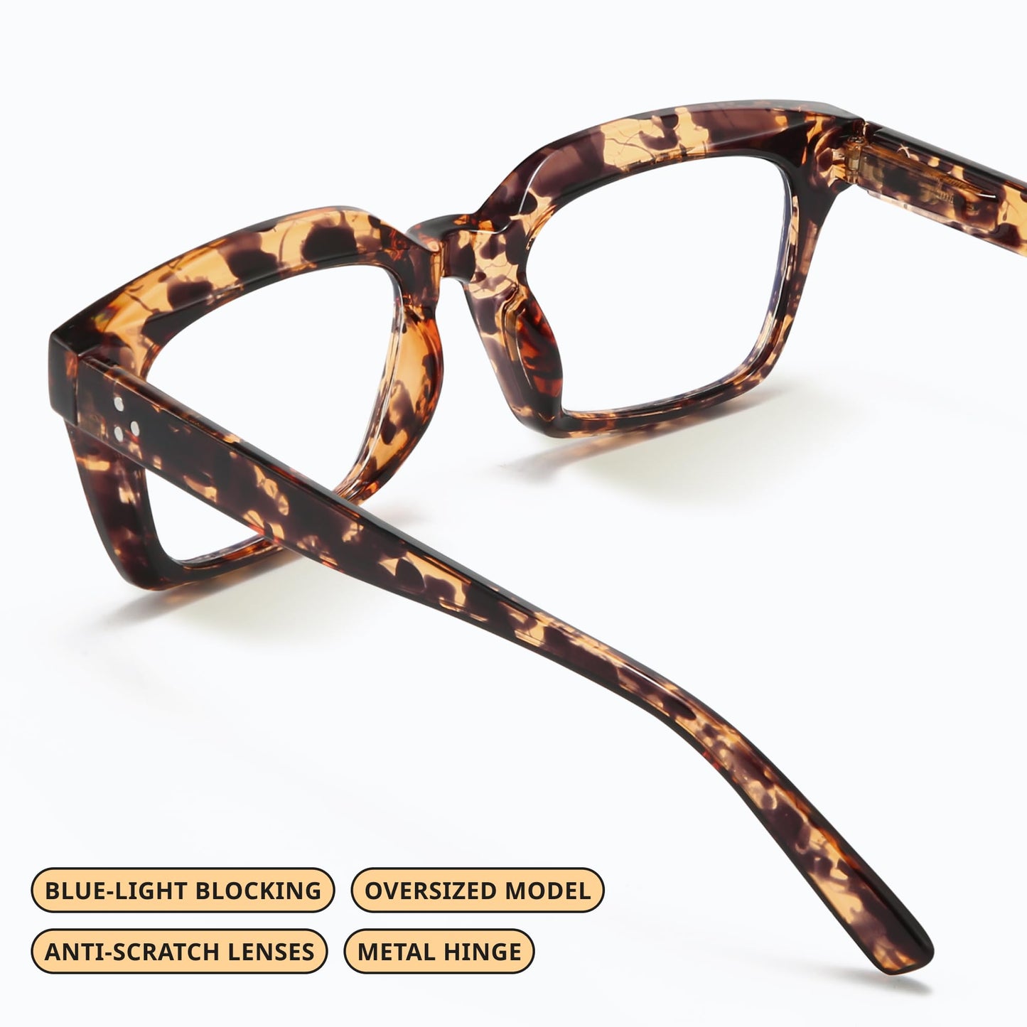 IBOANN Oversized Blue Light Glasses for Woman, Funky Fashion Glasses With Preppy Look, Eye Strain Computer Glasses