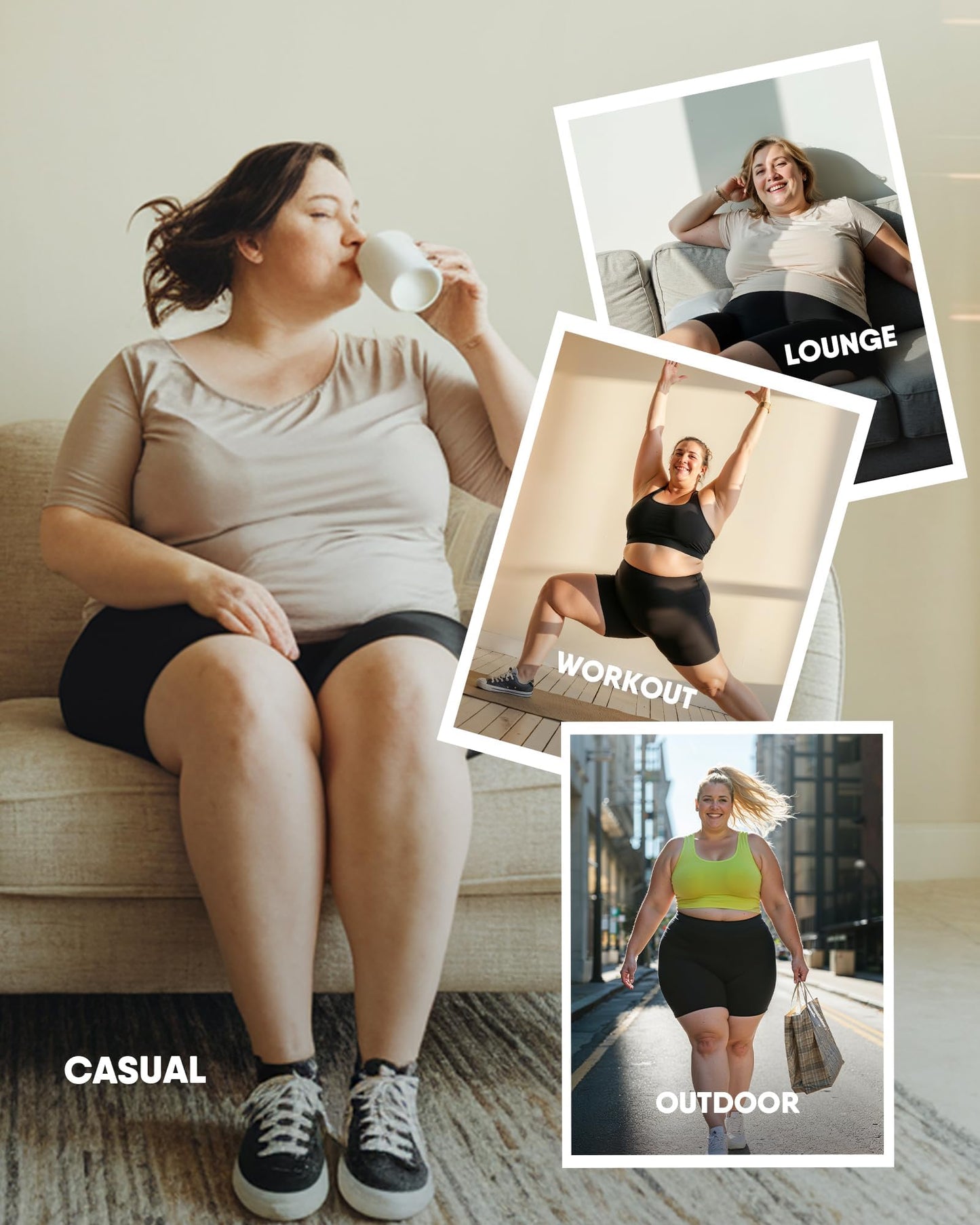 HLTPRO 3 Pack Plus Size Biker Shorts with Pockets for Women - 5" High Waist Soft Spandex Workout Yoga Running Shorts (2X, 3X)