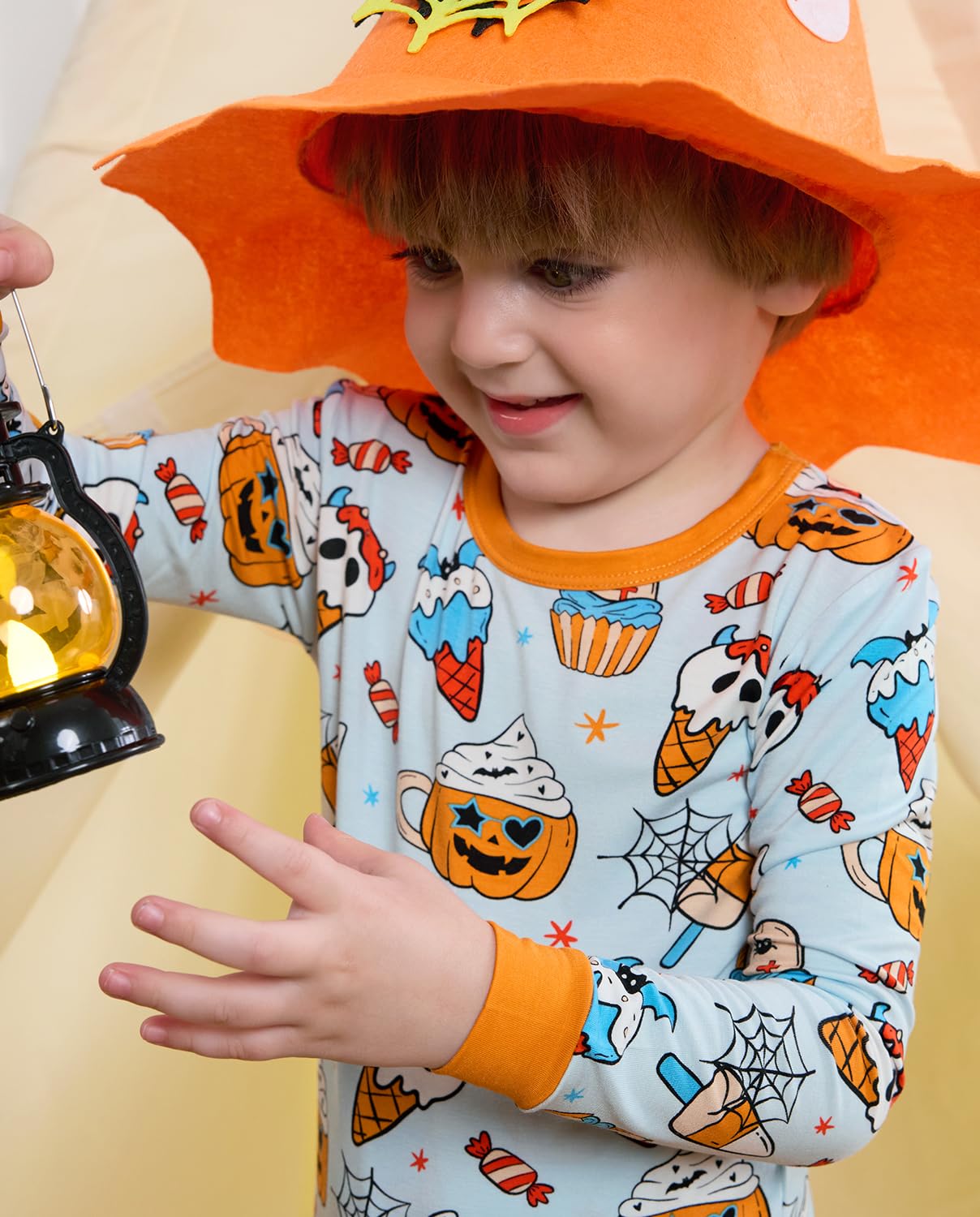 Bamboo Viscose Toddler Halloween Pajamas Boys Girls Kids Baby 2pcs Long-Sleeve Pyjamas Set 5-6Y Snug fit Sleepwear Pjs