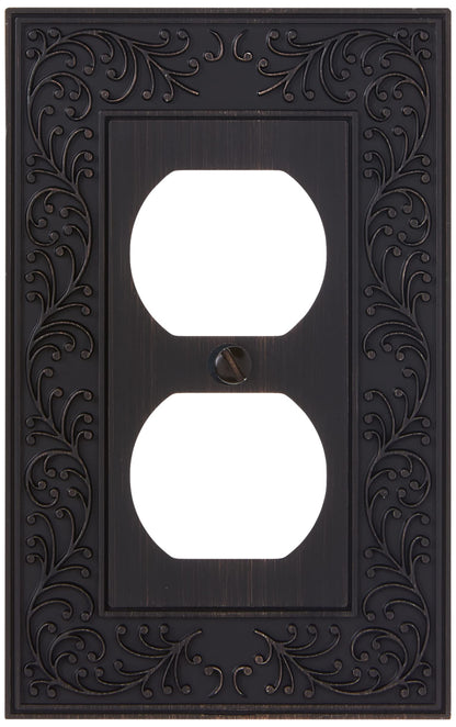 Amerelle 43DVB English Garden Wallplate, 1 Duplex, Cast Metal, Aged Bronze, 1-Pack