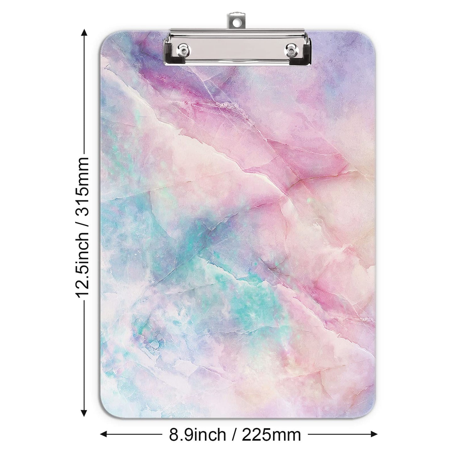 Hongri Plastic Cute Clipboard, Letter Size for Students, Teacher, Woman and Kids, Low Profile Clip, Decorative Pattern, Size 9 x 12.5 in, Dream Marble