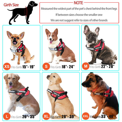 Bcadem Service Dog Vest, 9 Dog Patches No Pull Dog Harness and Leash Set with Handle,Easy On and Off Pet Vest Harness with Night Safe Reflective Straps for Small Medium Large Breed Dogs