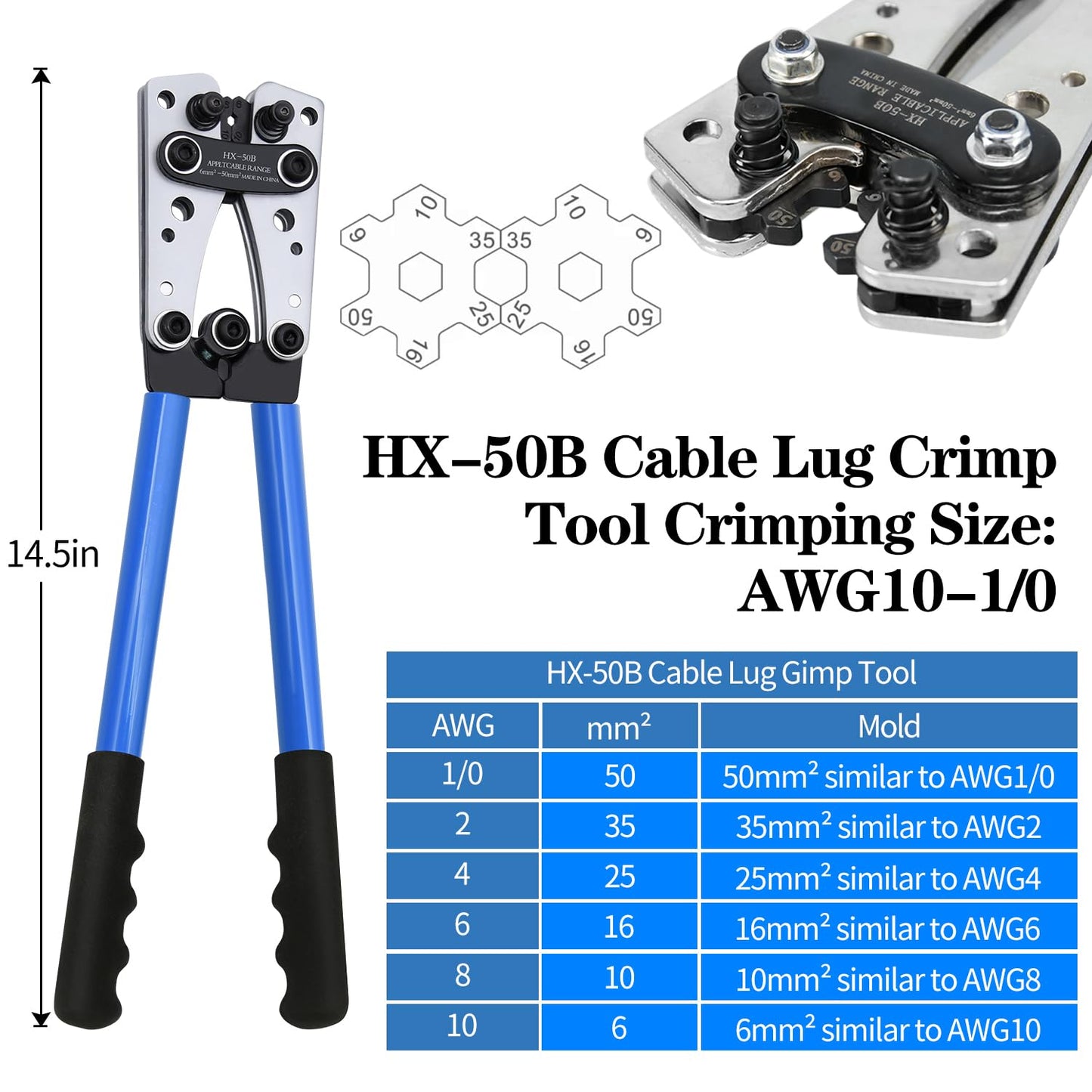 Battery Cable Wire Lug Crimping Tool Kit with 340pcs Copper Wire Lugs, Wire Crimping Tool for AWG 10-1/0 Electrical Lug Crimper, with Cable Cutter, 420pcs Dual Wall Adhesive Heat Shrink Tubing