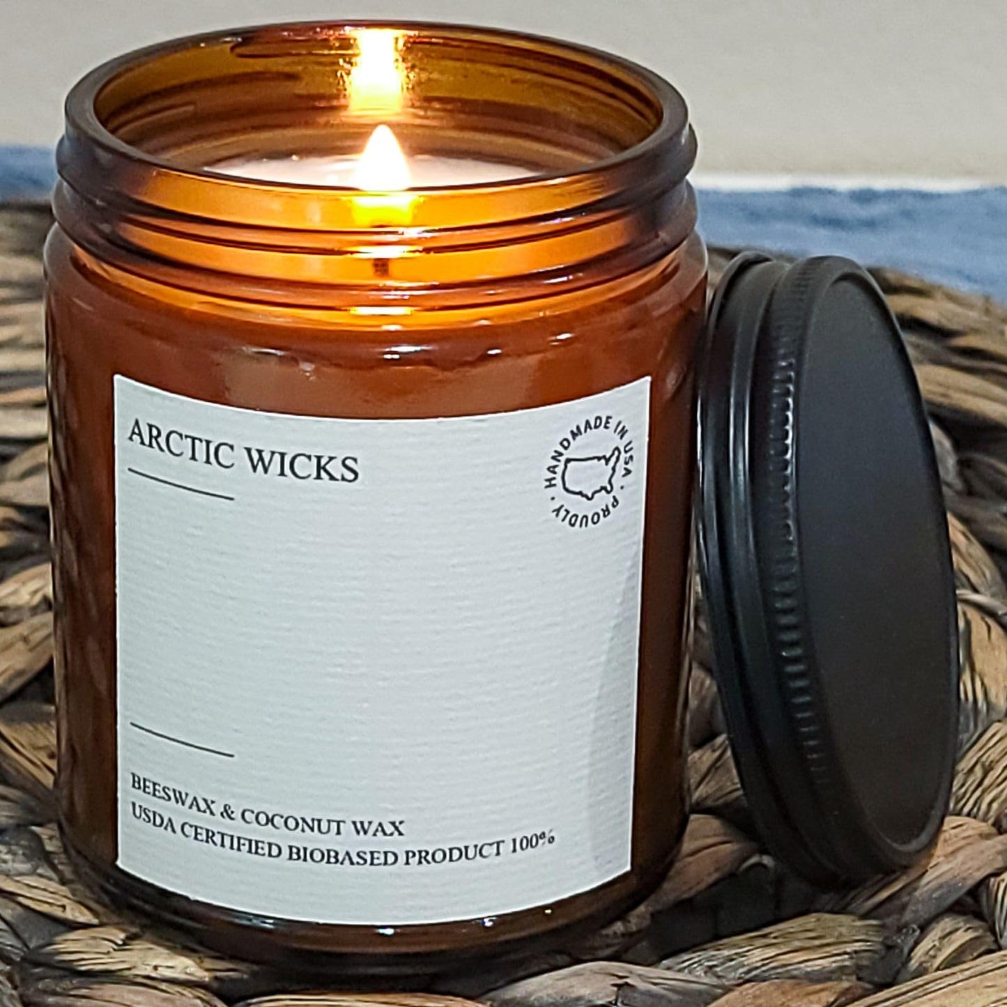 Arctic Wicks Scented Coconut Beeswax Candles | Coconut Beeswax Non Toxic Candle 9oz Amber | Farmhouse Candles Non-Toxic Clean Burn 100% USDA Certified Biobased (Pumpkin Spice Latte)