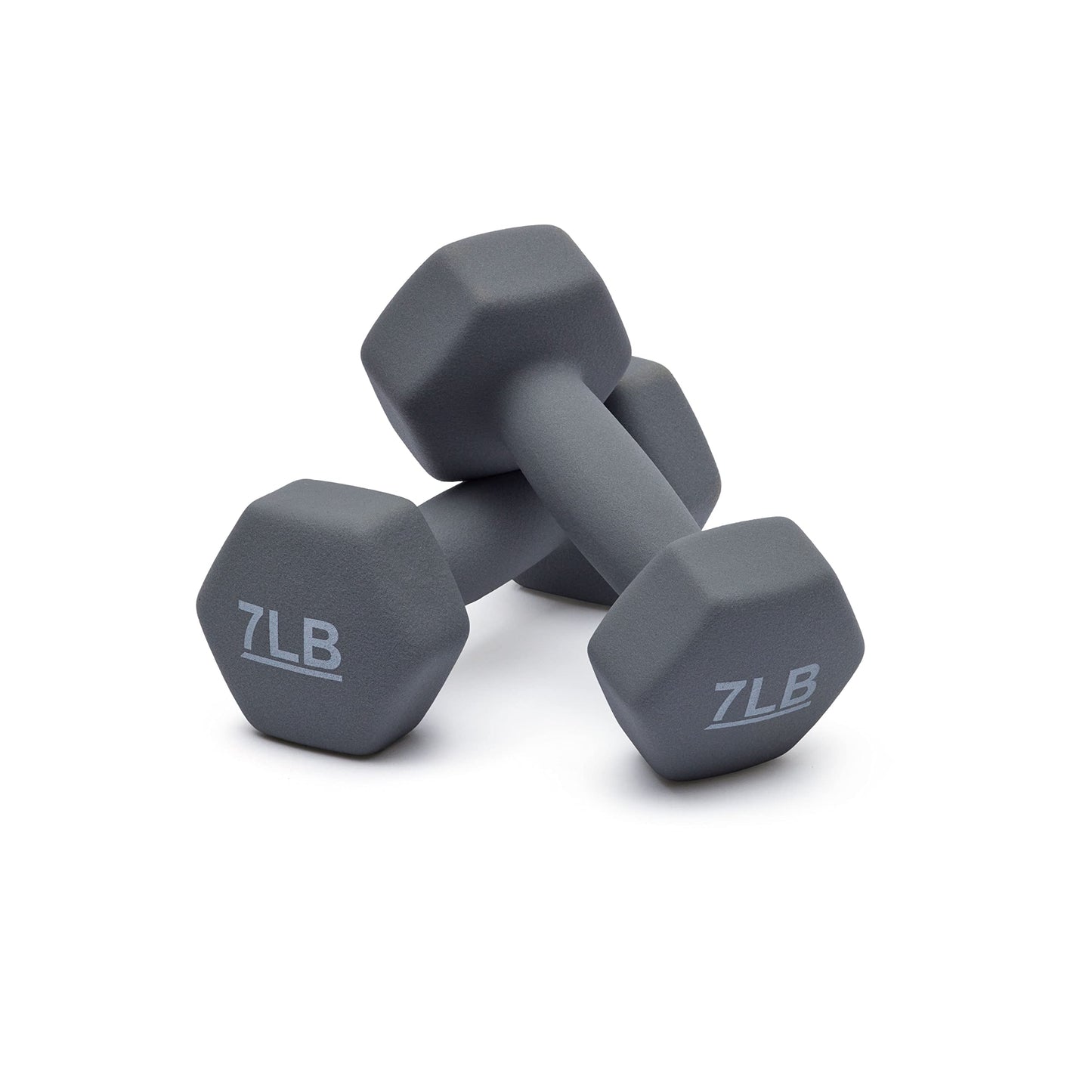 Amazon Basics Neoprene Dumbbell Hand Weights, 7 Pounds, Pair, Light Grey