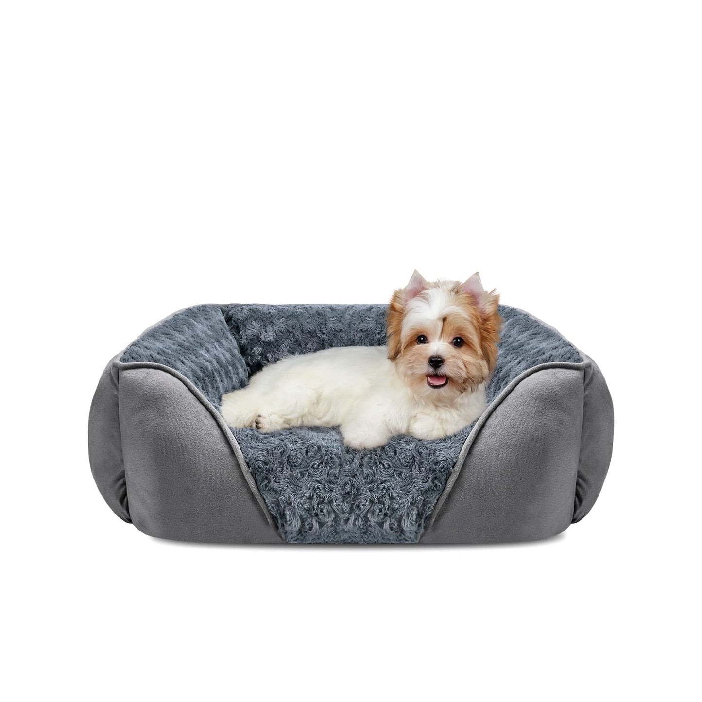 INVENHO Rectangle Washable Orthopedic Dog Bed for Small, Medium and Large Dogs, Soft Calming, Sleeping Puppy Bed Durable Pet Cuddler with Anti-Slip Bottom, S (20"x19"x6")