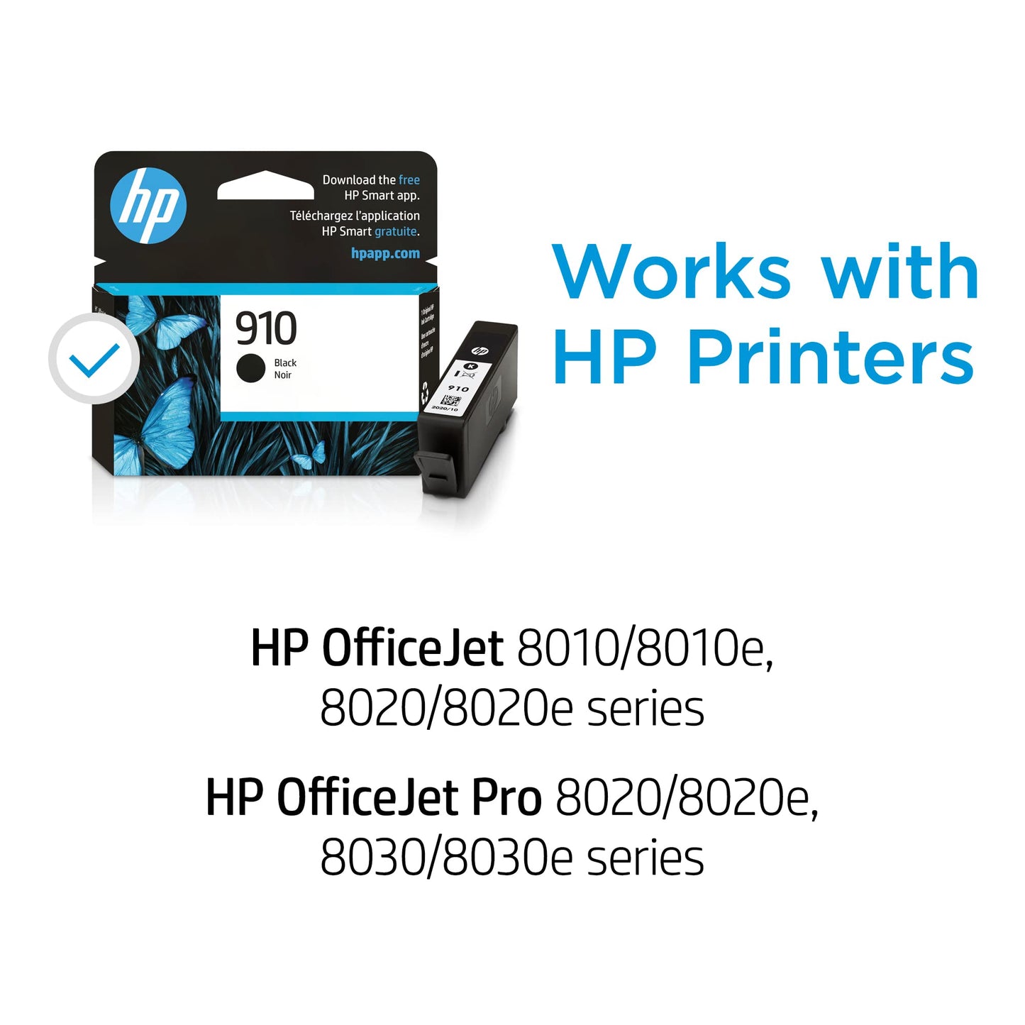 HP 910 Black Ink Cartridge for HP Printers | Works with OfficeJet 8010, 8020 Series, OfficeJet Pro 8020, 8030 Series | Eligible for Instant Ink | 3YL61AN