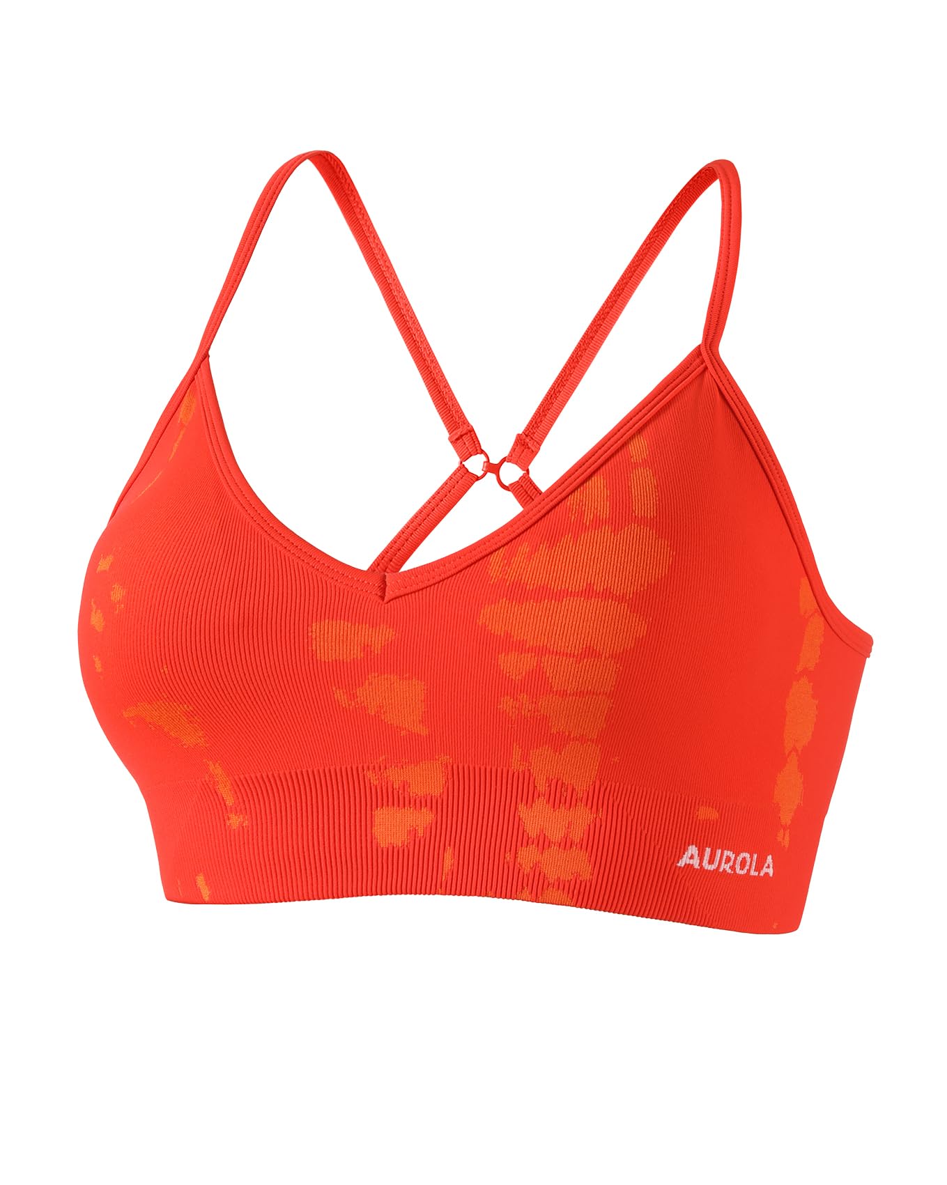 AUROLA Serpent Seamless Sports Bras for Women,Backless Padded Strappy Workout Gym Yoga Crop Tops,Halloween Orange,S