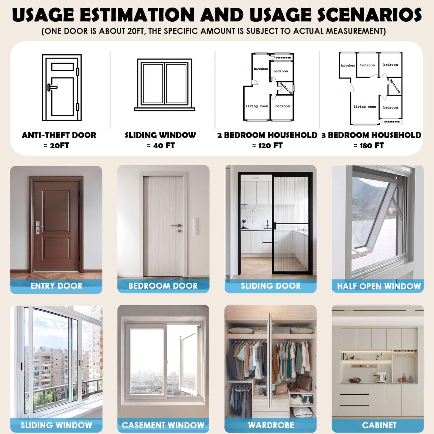 Bantie 20FT Weather Stripping Door Seal - Self Adhesive Weather Insulation Strip Weatherstripping Silicone D Shaped Seal Strip Door Frame Gap Filler/Window Soundproofing