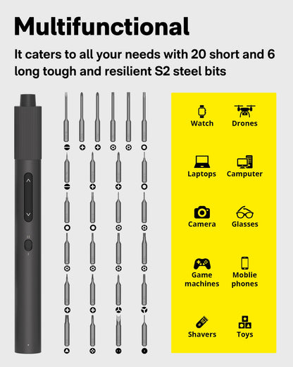 HOTO Electric Precision Screwdriver Set, 48 in 1 Electronics Tool Kit, Magnetic Bits & Box, LED Light & 2 Torque Settings, Mini Screwdriver Set for Eyeglasses, Watches, Phones, Laptops, Cameras Repair