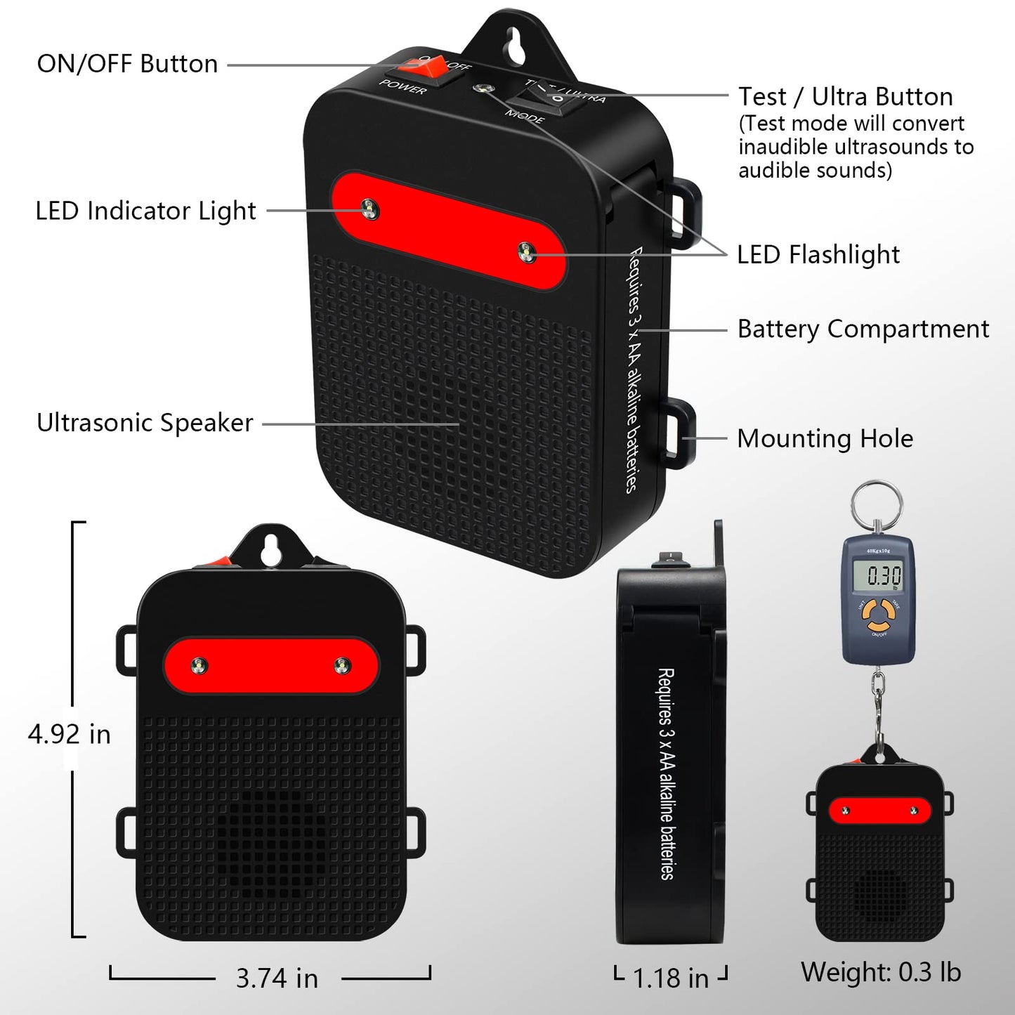 Angveirt Ultrasonic Rodent Repellent Under Hood Battery Operated Pest Repeller Humane Mouse Repellent for Car Engines Basement Garage Attic Rat Mice Deterrent 2 Pack