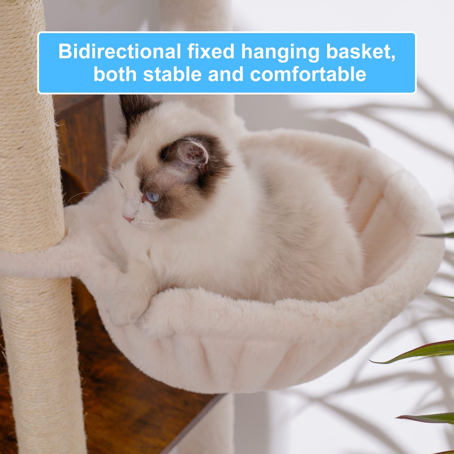 Hey-brother Wooden Cat Tree, 66.1“ Cat Furniture with Scratching Posts, Modern Cat Tower with hammocks, Toys, cat condo, Rustic Brown MPJ120SR